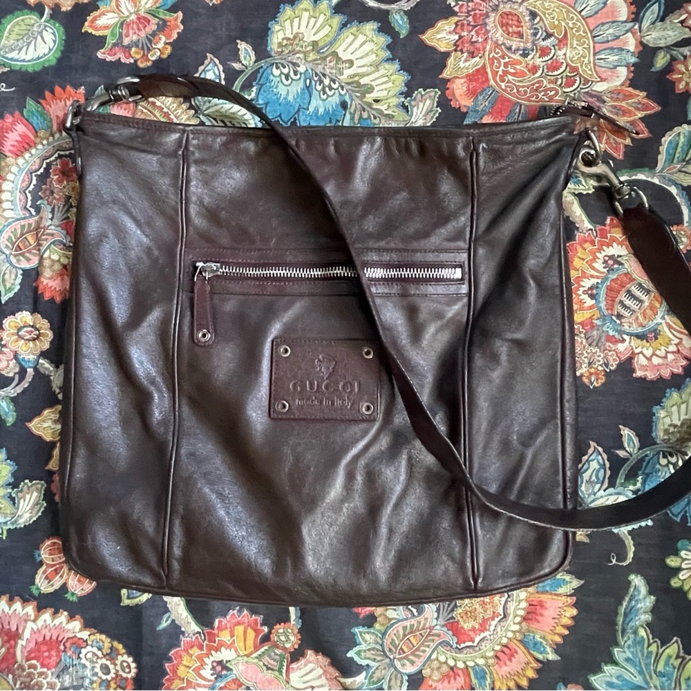 Gucci Dark Brown Leather Crossbody Bag
